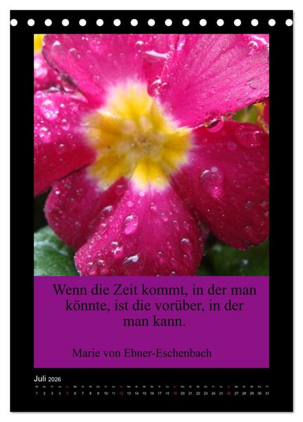 Produktbild: Lebensweisheiten mit Blumigen Gr&uuml;&szlig;en (Tischkalender 2026 DIN A5 hoch), CALVENDO Monatskalender