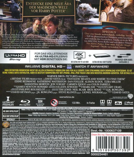 Produktbild: Phantastische Tierwesen und wo sie zu finden sind (4K Ultra HD) (+ Blu-ray)