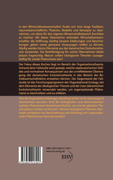 Produktbild: Theorietransfer in den Wirtschaftswissenschaften: Explanatorische Defizite und normative Konsequenzen der Organizational Ecology
