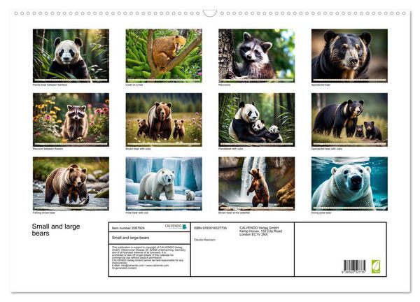 Produktbild: Small and large bears (Wall Calendar 2026 DIN A2 landscape), CALVENDO 12 Month Wall Calendar