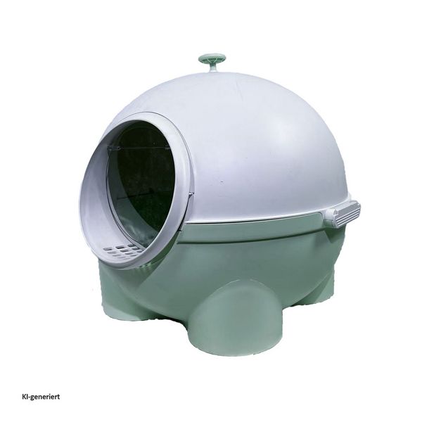 Produktbild: HTI-Living Katzentoilette geschlossen gr&uuml;n wei&szlig; mit Schaufel aus Kunststoff