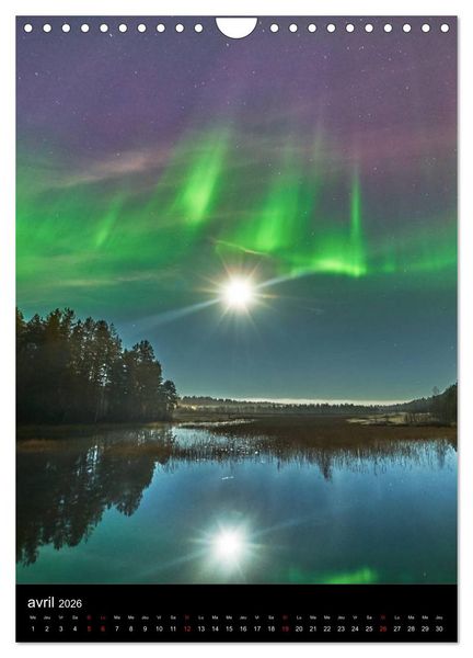 Produktbild: Aurora Borealis en Scandinavie (Calendrier mural 2026 DIN A4 horizontal), CALVENDO calendrier mensuel