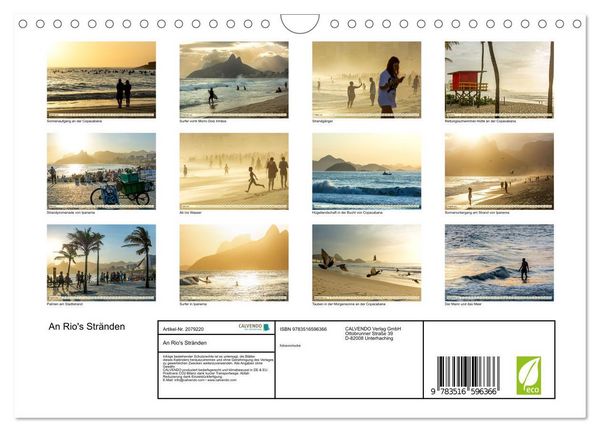 Produktbild: An Rio's Str&auml;nden (Wandkalender 2026 DIN A4 quer), CALVENDO Monatskalender