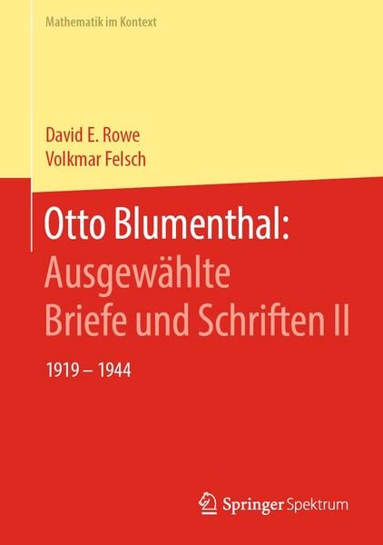 Produktbild: Otto Blumenthal: Ausgew&auml;hlte Briefe und Schriften II