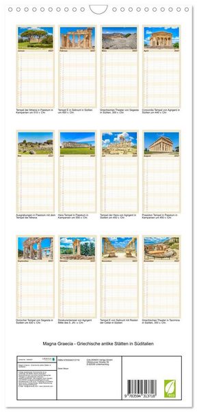 Produktbild: Familienplaner 2027 - Magna Graecia - Griechische antike St&auml;tten in S&uuml;ditalien mit 5 Spalten (Wandkalender, 21 x 45 cm) CALVENDO