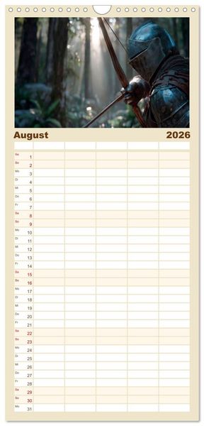 Produktbild: Familienplaner 2026 - Ritter - Legenden aus Stahl und Ehre mit 5 Spalten (Wandkalender, 21 x 45 cm) CALVENDO