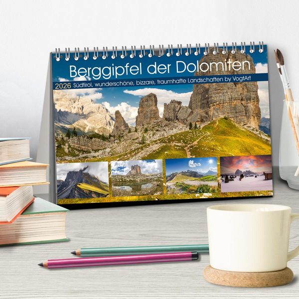 Produktbild: Berggipfel der Dolomiten (Tischkalender 2026 DIN A5 quer), CALVENDO Monatskalender
