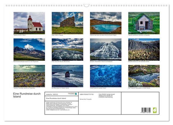 Produktbild: Eine Rundreise durch Island (Wandkalender 2026 DIN A2 quer), CALVENDO Monatskalender