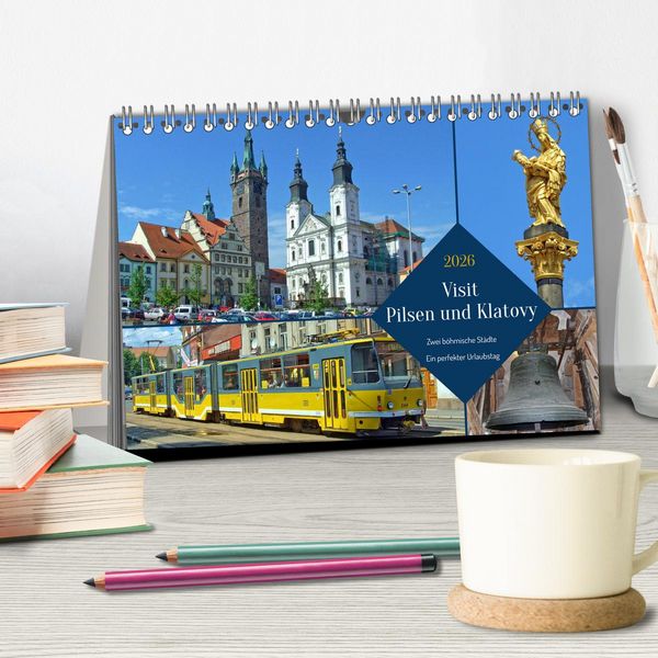 Produktbild: Visit Pilsen & Klatovy - Zwei b&ouml;hmische St&auml;dte - Ein perfekter Urlaubstag (Tischkalender 2026 DIN A5 quer), CALVENDO Monatskalender