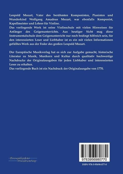 Produktbild: Leopold Mozarts gr&uuml;ndliche Violinschule