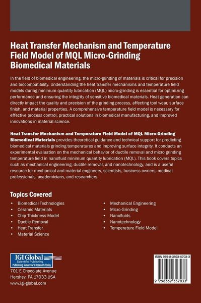 Produktbild: Heat Transfer Mechanism and Temperature Field Model of MQL Micro-Grinding Biomedical Materials