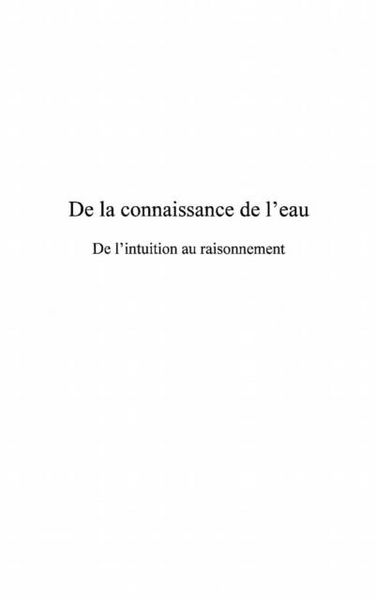 Produktbild: De la connaissance de l'eau