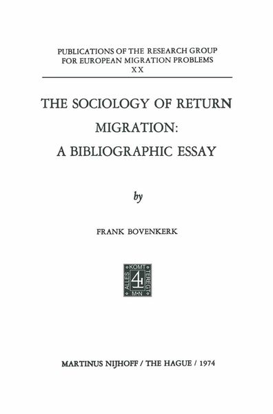 Produktbild: The Sociology of Return Migration: A Bibliographic Essay