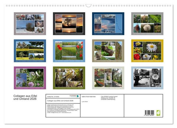 Produktbild: Collagen aus Eifel und Umland 2026 (Wandkalender 2026 DIN A2 quer), CALVENDO Monatskalender