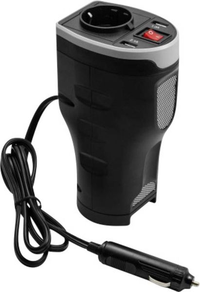 Technaxx Wechselrichter TE13 200W 12 V/DC - 230 V/AC, 5 V/DC Dosenform für Getränkehalter