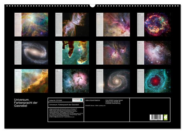 Produktbild: Universum. Farbenpracht der Gasnebel (Wandkalender 2026 DIN A2 quer), CALVENDO Monatskalender
