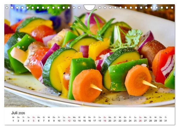Produktbild: Vegane Gerichte. Abwechslungsreich, kreativ und k&ouml;stlich (Wandkalender 2026 DIN A4 quer), CALVENDO Monatskalender