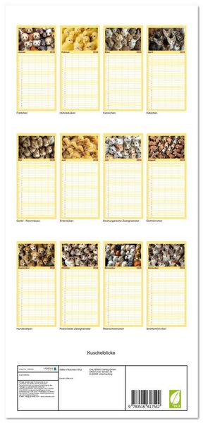 Produktbild: Familienplaner 2026 - Kuschelblicke mit 5 Spalten (Wandkalender, 21 x 45 cm) CALVENDO