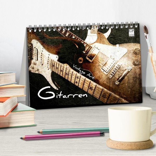 Produktbild: GITARREN Vintage Art (Tischkalender 2026 DIN A5 quer), CALVENDO Monatskalender