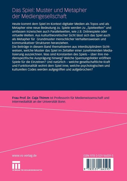 Produktbild: Das Spiel: Muster und Metapher der Mediengesellschaft