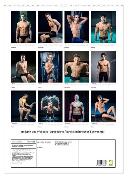 Produktbild: Im Bann des Wassers - Athletische &Auml;sthetik m&auml;nnlicher Schwimmer (Wandkalender 2027 DIN A2 hoch), CALVENDO Monatskalender