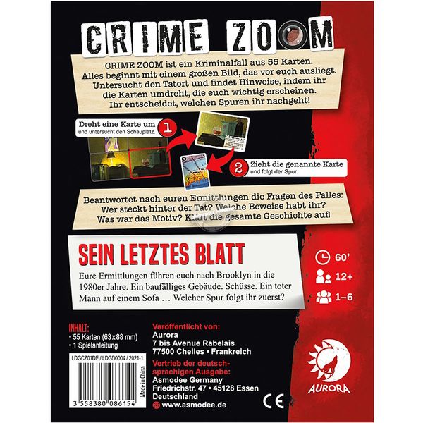 Produktbild: Crime Zoom Fall 1: Sein letztes Blatt (Spiel)