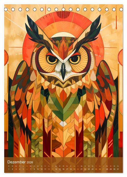 Produktbild: Totem-Tiere - Mythische Illustrationen von Krafttieren (Tischkalender 2026 DIN A5 hoch), CALVENDO Monatskalender