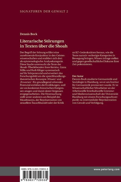 Produktbild: Literarische St&ouml;rungen in Texten &uuml;ber die Shoah