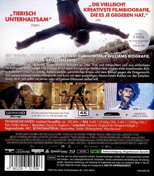 Produktbild: Better Man - Die Robbie Williams Story (4K Ultra HD) (+ Blu-ray)