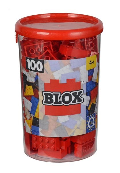 Simba 10411890 - Blox Steine in Dose, Konstruktionsspielzeug, 100, rot