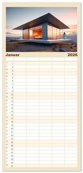 Produktbild: Familienplaner 2026 - Einsamkeit in Architektur mit 5 Spalten (Wandkalender, 21 x 45 cm) CALVENDO
