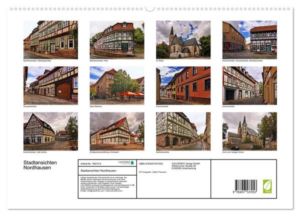 Produktbild: Stadtansichten Nordhausen (hochwertiger Premium Wandkalender 2026 DIN A2 quer), Kunstdruck in Hochglanz