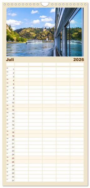 Produktbild: Familienplaner 2026 - Eine Kreuzfahrt auf dem Rhein mit 5 Spalten (Wandkalender, 21 x 45 cm) CALVENDO