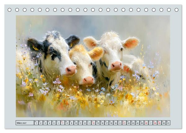 Produktbild: K&uuml;he und K&auml;lber. L&auml;ndliche Idylle (Tischkalender 2027 DIN A5 quer), CALVENDO Monatskalender