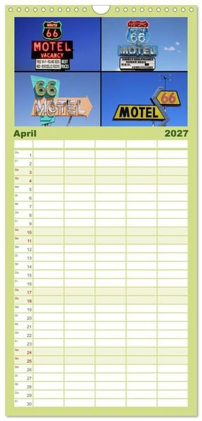 Produktbild: Familienplaner 2027 - Route 66 im S&uuml;dwesten mit 5 Spalten (Wandkalender, 21 x 45 cm) CALVENDO