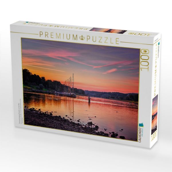 Produktbild: CALVENDO Puzzle Sonnenuntergang Dresden an der Elbe | 1000 Teile Lege-Gr&ouml;&szlig;e 64x48cm Foto-Puzzle f&uuml;r gl&uuml;ckliche Stunden