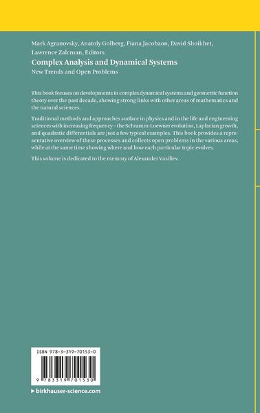 Produktbild: Complex Analysis and Dynamical Systems