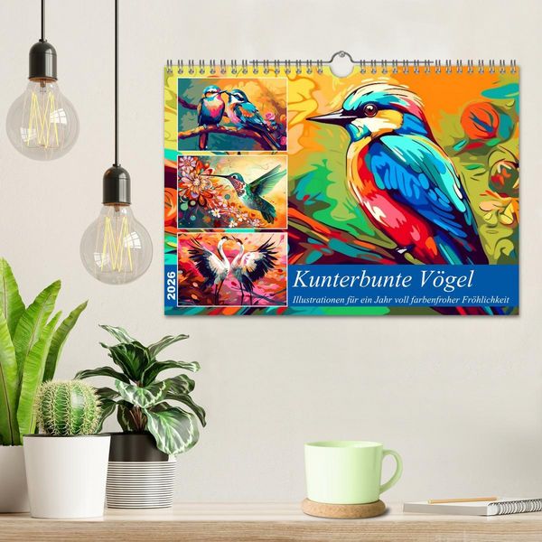 Produktbild: Kunterbunte V&ouml;gel (Wandkalender 2026 DIN A4 quer), CALVENDO Monatskalender