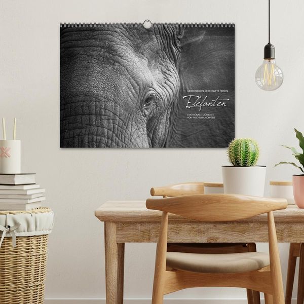Produktbild: Emotionale Momente: Elefanten in black & white (Wandkalender 2026 DIN A3 quer), CALVENDO Monatskalender