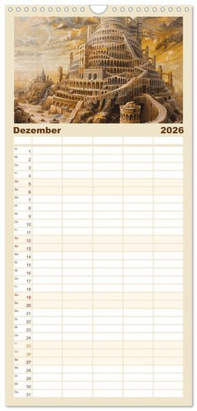 Produktbild: Familienplaner 2026 - Der Turm zu Babel: Ungemalte Bilder der Kunstgeschichte mit 5 Spalten (Wandkalender, 21 x 45 cm) CALVENDO