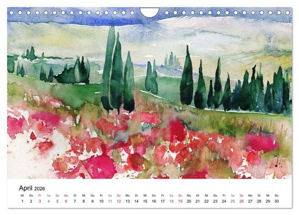 Produktbild: Toskana Aquarelle (Wandkalender 2026 DIN A4 quer), CALVENDO Monatskalender