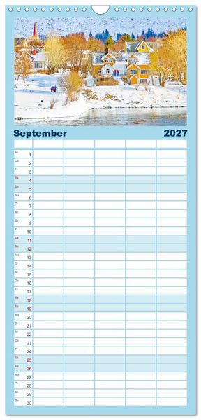 Produktbild: Familienplaner 2027 - Norwegen - Wilde Sch&ouml;nheit mit 5 Spalten (Wandkalender, 21 x 45 cm) CALVENDO