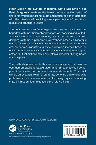 Produktbild: Filter Design for System Modeling, State Estimation and Fault Diagnosis