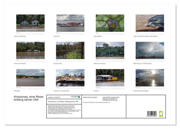Produktbild: Amazonas, eine Reise entlang seiner Ufer (Wandkalender 2026 DIN A2 quer), CALVENDO Monatskalender