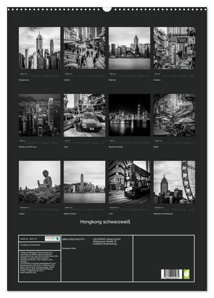 Produktbild: Hongkong schwarzwei&szlig; (Wandkalender 2026 DIN A2 hoch), CALVENDO Monatskalender
