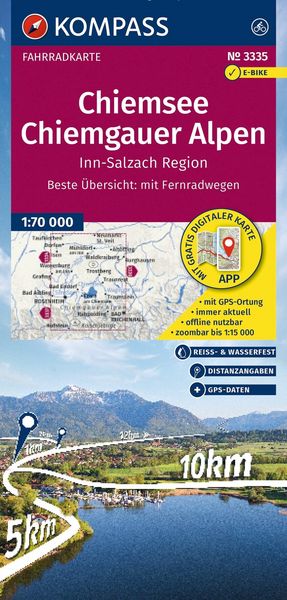 Produktbild: KOMPASS Fahrradkarte 3335 Chiemsee, Chiemgauer Alpen, Inn-Salzach-Region 1:70.000