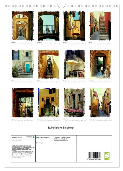 Produktbild: Italienische Einblicke (Wandkalender 2026 DIN A3 hoch), CALVENDO Monatskalender