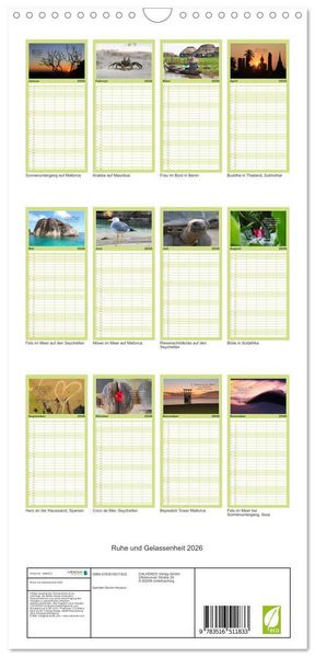 Produktbild: Familienplaner 2026 - Ruhe und Gelassenheit 2026 mit 5 Spalten (Wandkalender, 21 x 45 cm) CALVENDO