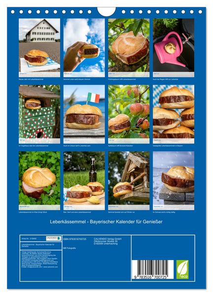 Produktbild: Leberk&auml;ssemmel - Bayerischer Kalender f&uuml;r Genie&szlig;er (Wandkalender 2026 DIN A4 hoch), CALVENDO Monatskalender