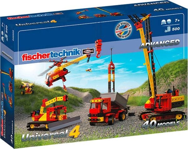 Fischertechnik 548885 - ADVANCED Universal 4, 40 Modelle, 500 Bauteile, Konstruktionsbaukasten